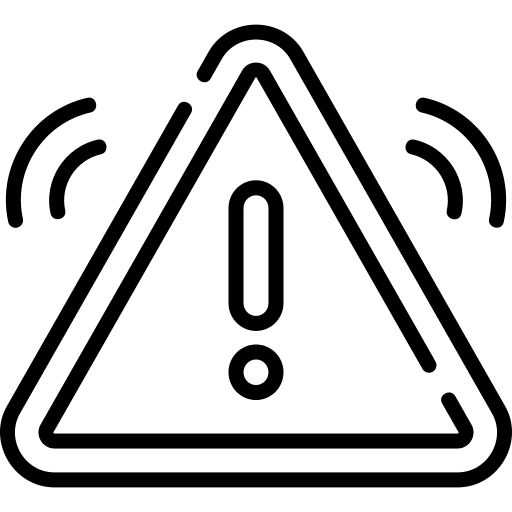 Fonvilletreeservice warning triangle alert icon with exclamation point and signal waves indicating safety notification in NC